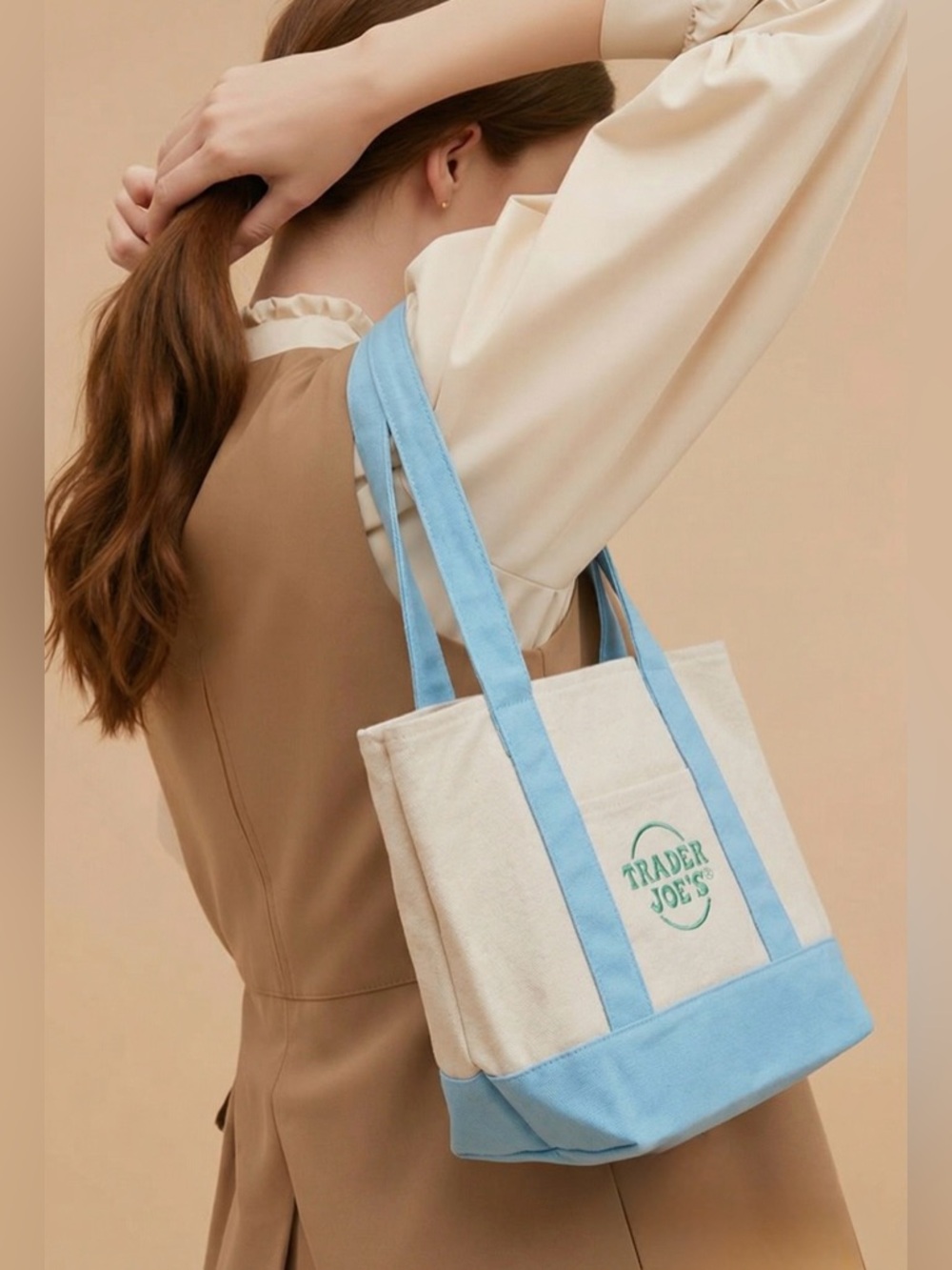 🆕Trader Joe’s Mini Canvas Tote - Baby blue